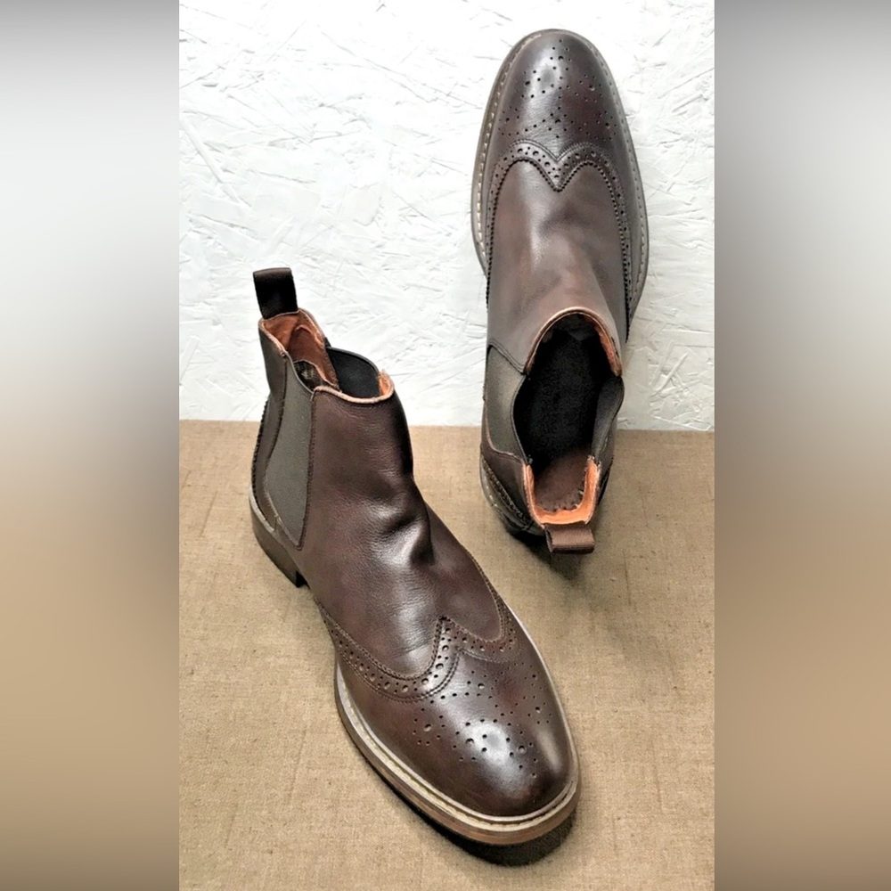 Florsheim Streets WT Men's Wingtip Chelsea Ankle Boots Brown Leather Size 8.5M